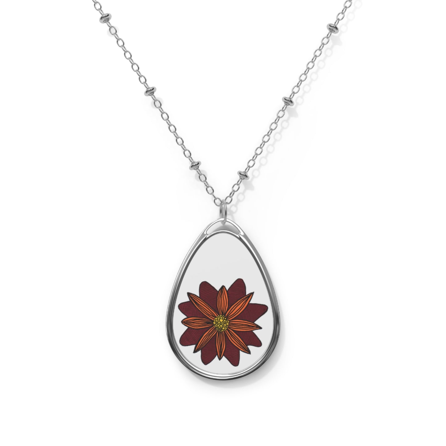Floral 2 Oval Necklace – Elegant Floral Pendant for Everyday Wear