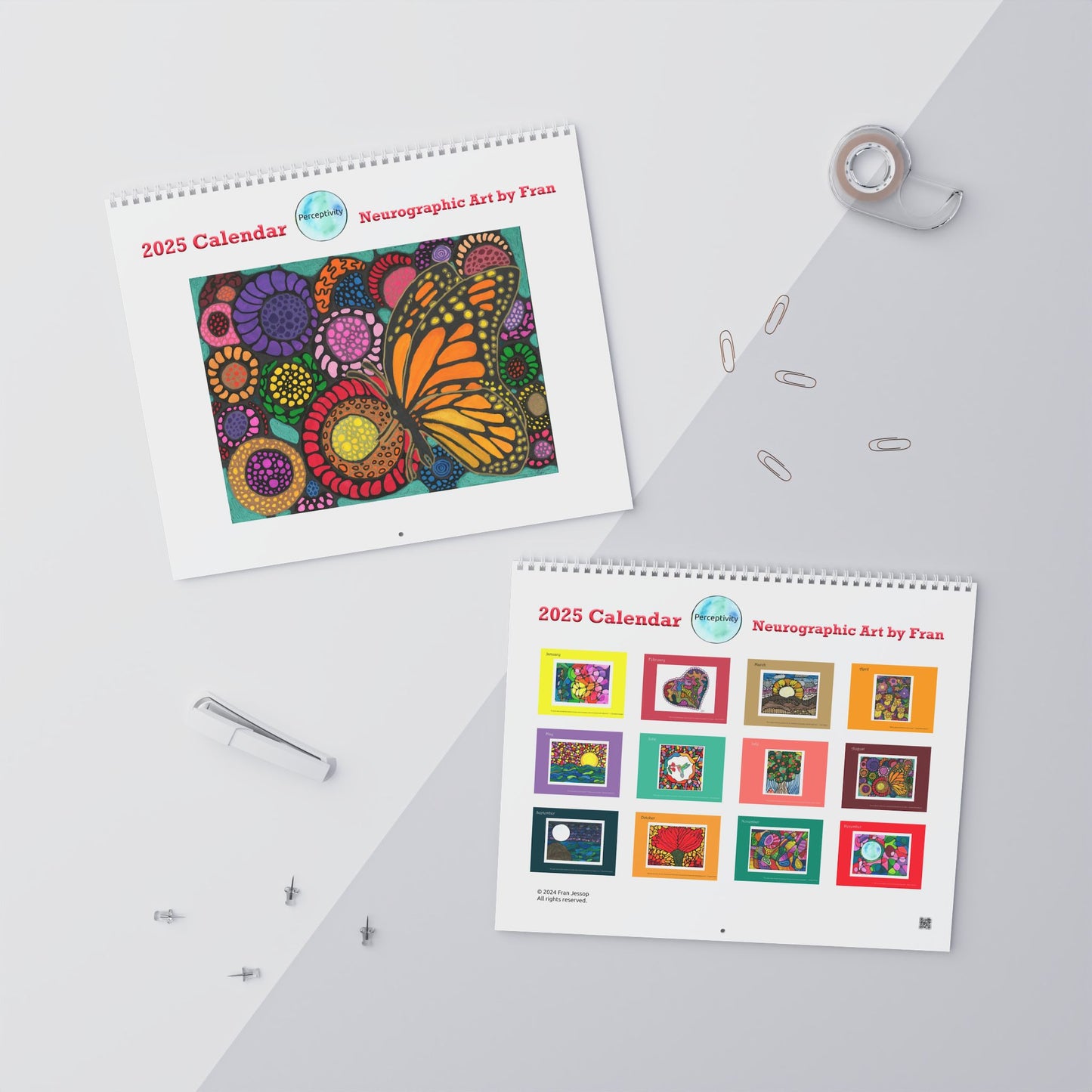 2025 Perceptivity Calendar - Neurographic art by Fran - 14x11.5" Glossy
