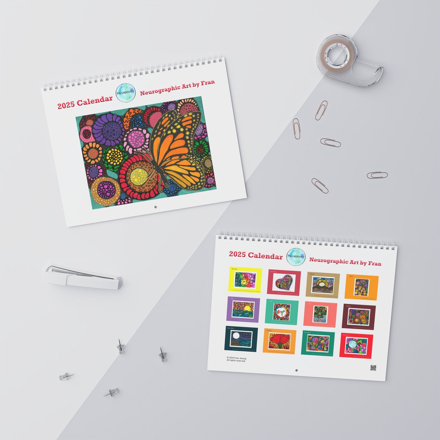 2025 Perceptivity Calendar - Neurographic art by Fran 11x8.5" Matte