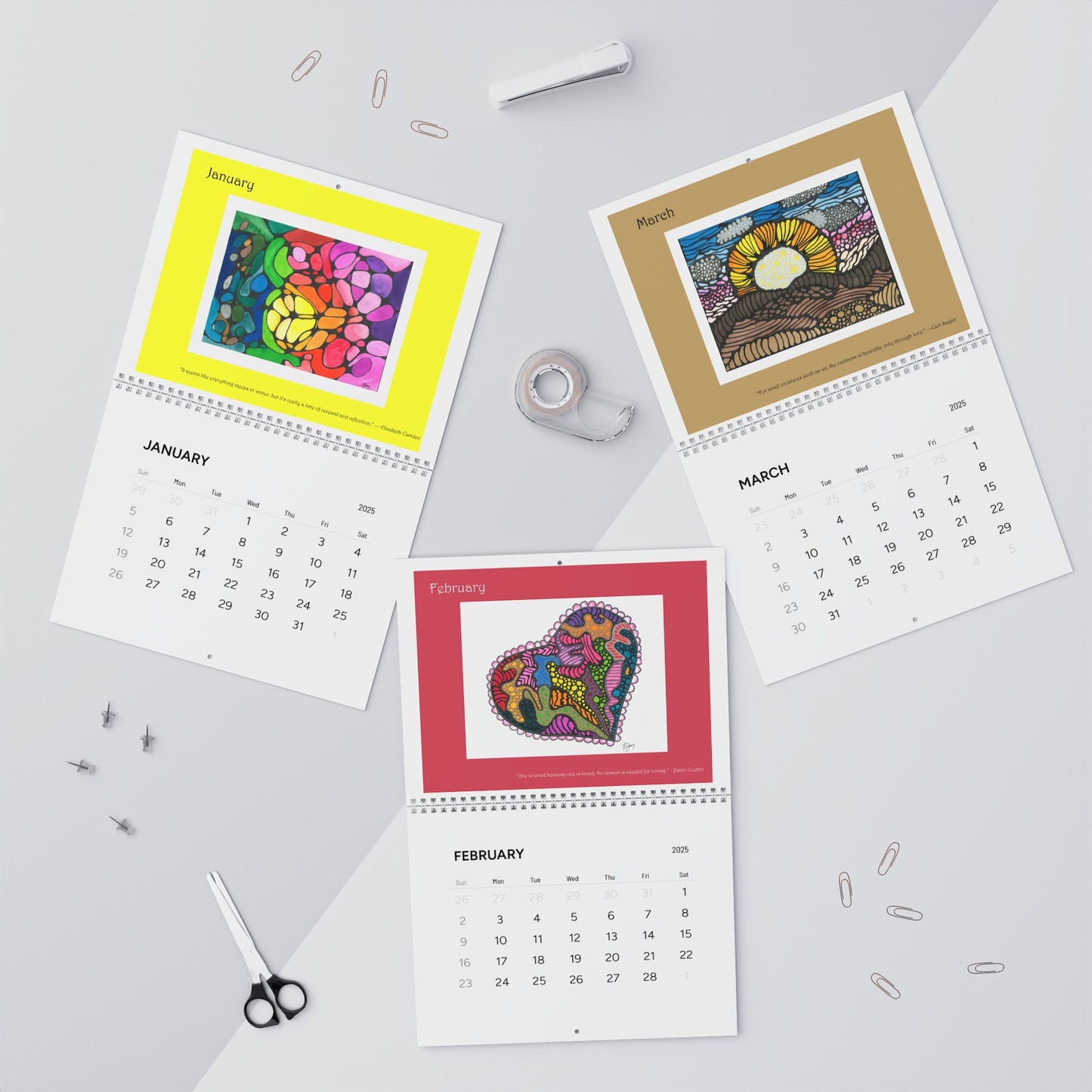 2025 Perceptivity Calendar - Neurographic art by Fran 11x8.5" Matte