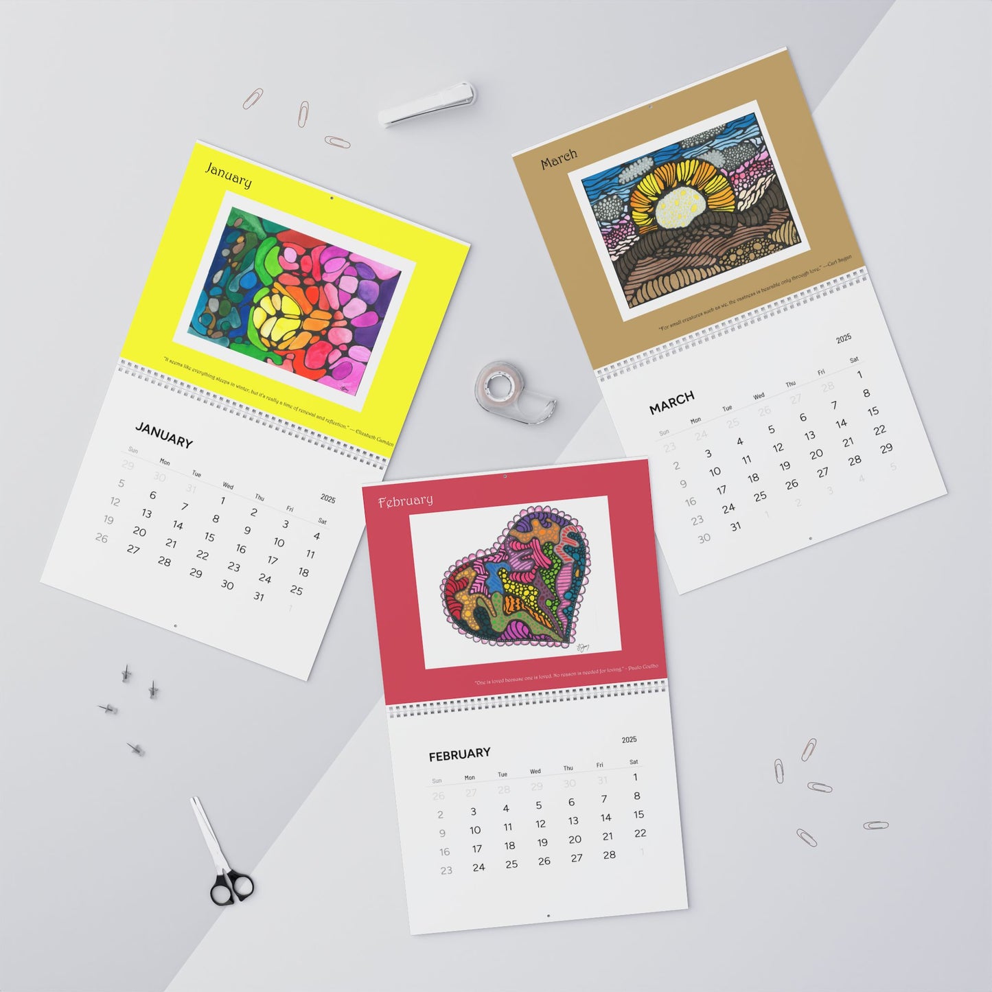 2025 Perceptivity Calendar - Neurographic art by Fran - 14x11.5" Glossy
