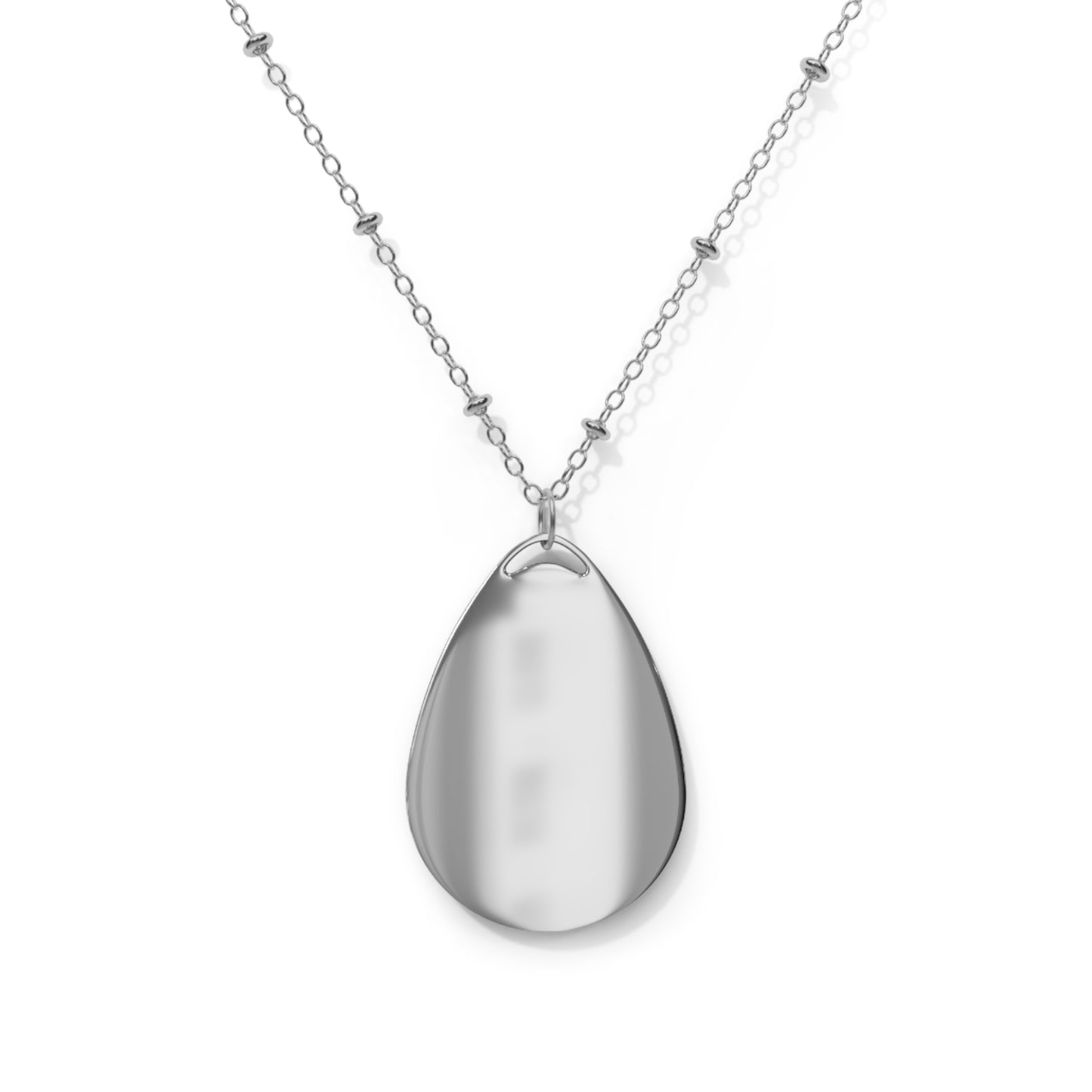 Floral Oval Necklace - Elegant Silver floral Pendant
