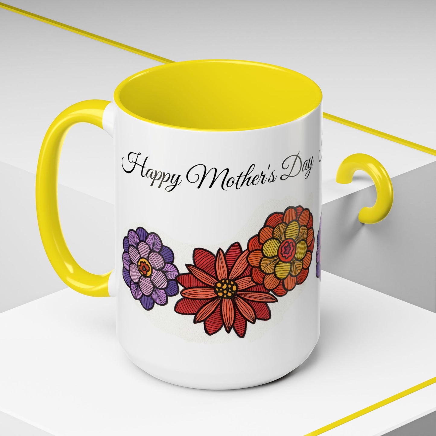 Floral Mother's Day Coffee Mug - 15oz Accent Mug for Moms