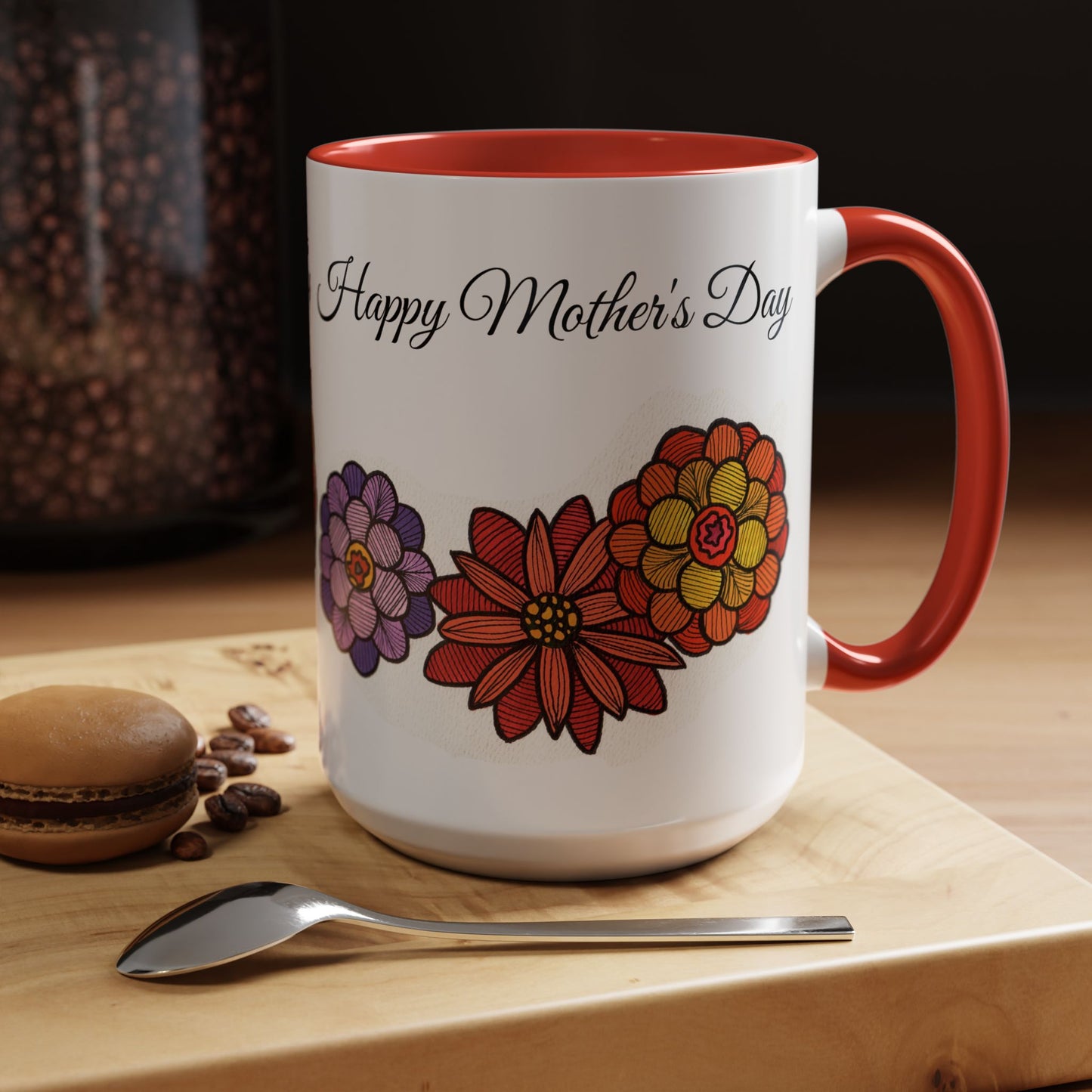 Floral Mother's Day Coffee Mug - 15oz Accent Mug for Moms