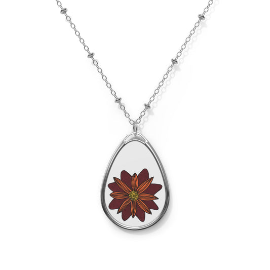 Floral 2 Oval Necklace – Elegant Floral Pendant for Everyday Wear