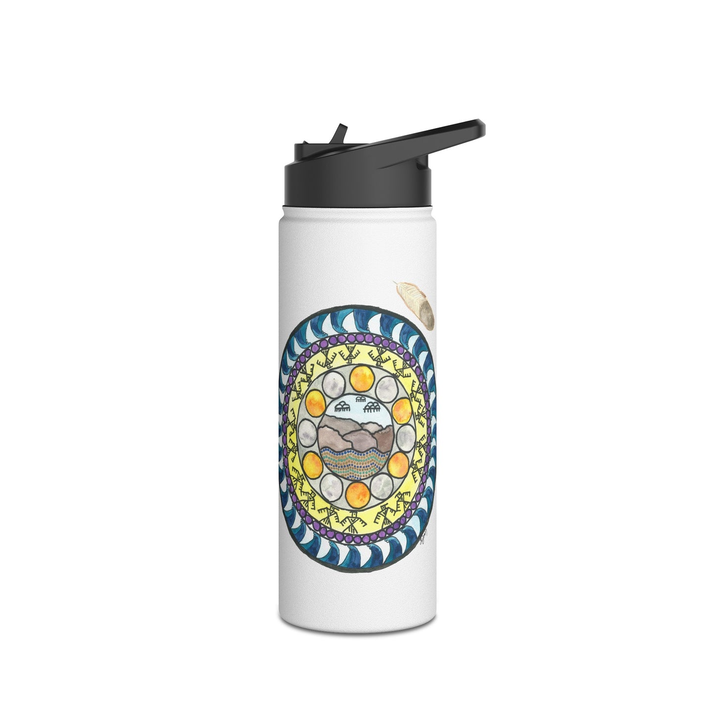 Stainless Steel Water Bottle with Wheel of Healing #2