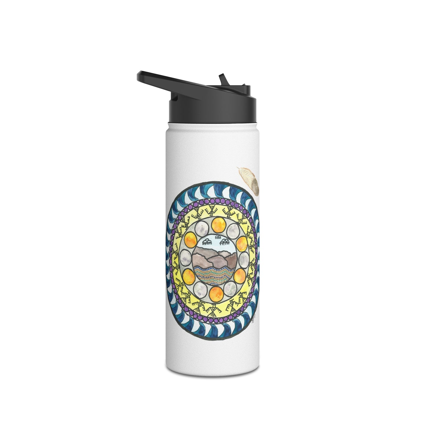 Stainless Steel Water Bottle with Wheel of Healing #2