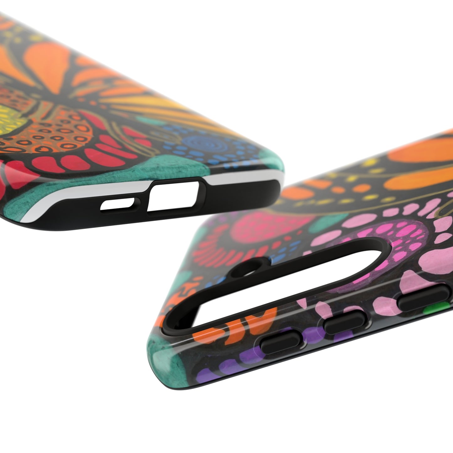 Neurographic butterfly on flowers Android phone cases