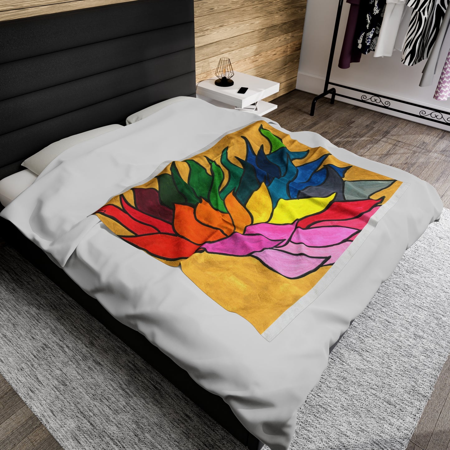 Flame Leaves Plush Blanket