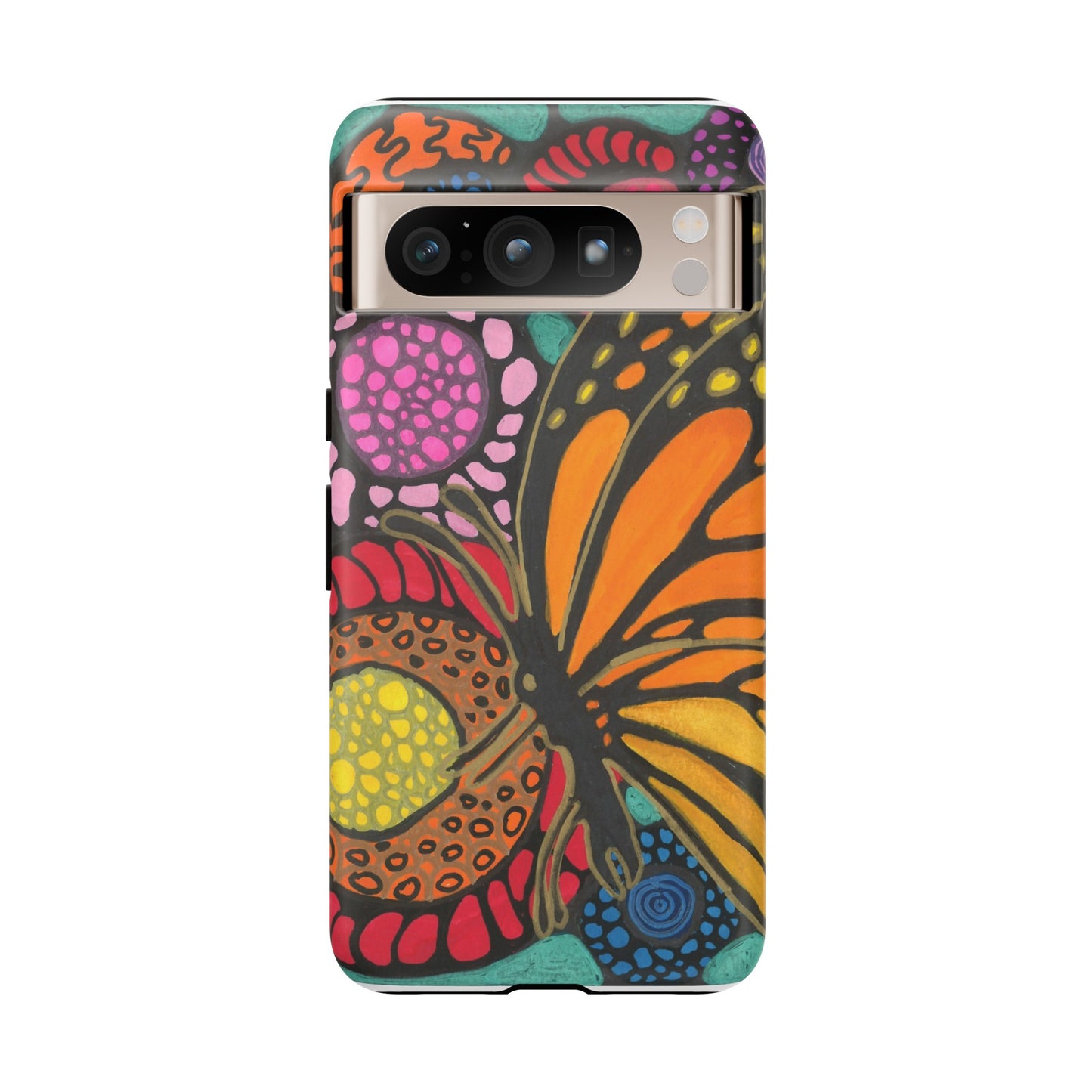 Neurographic butterfly on flowers Android phone cases