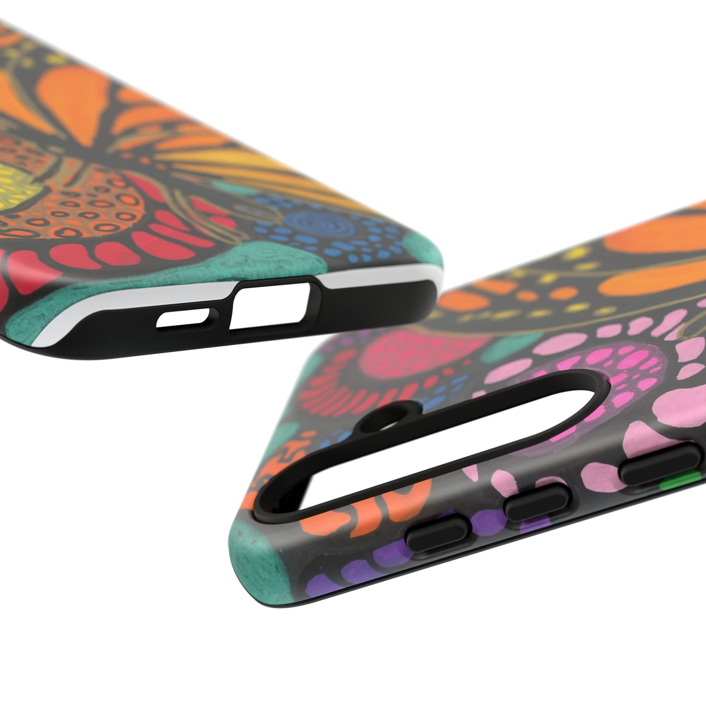 Neurographic butterfly on flowers Android phone cases