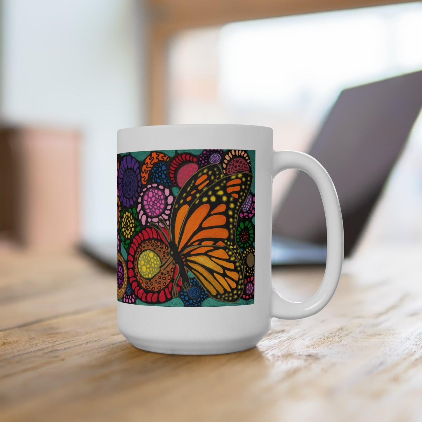 Butterfly with flowers neurographic art mug