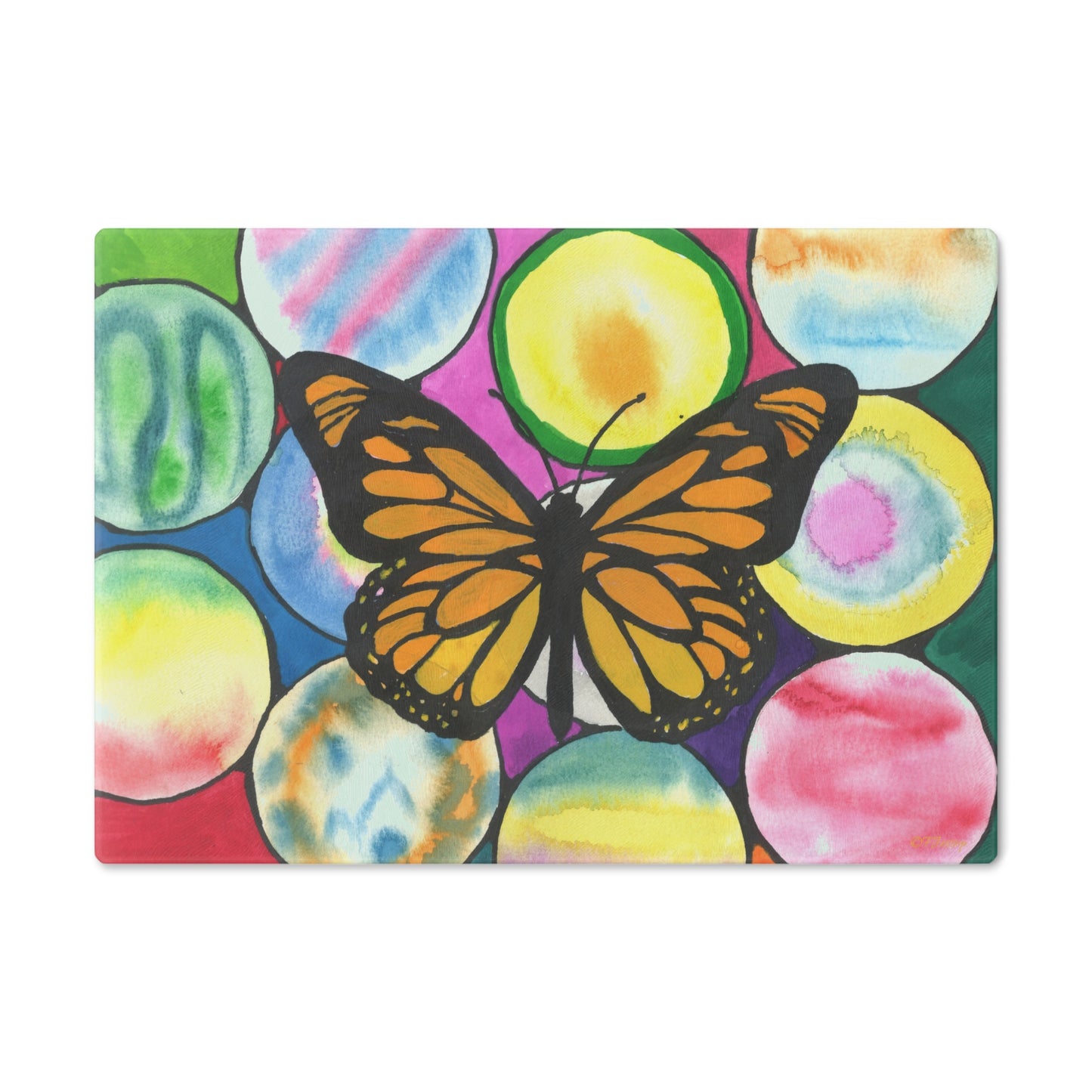 Neurographic art Butterfly and orbs - Tempered glass Cutting Board