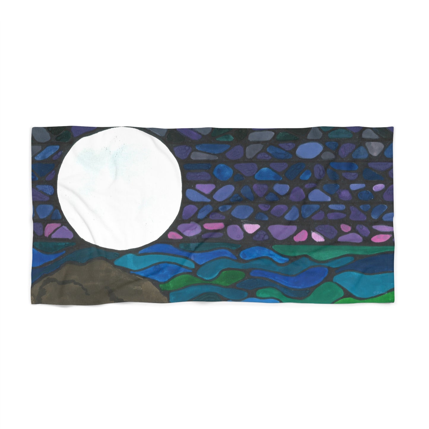 Bejeweled Moon Neurographic art Beach Towel