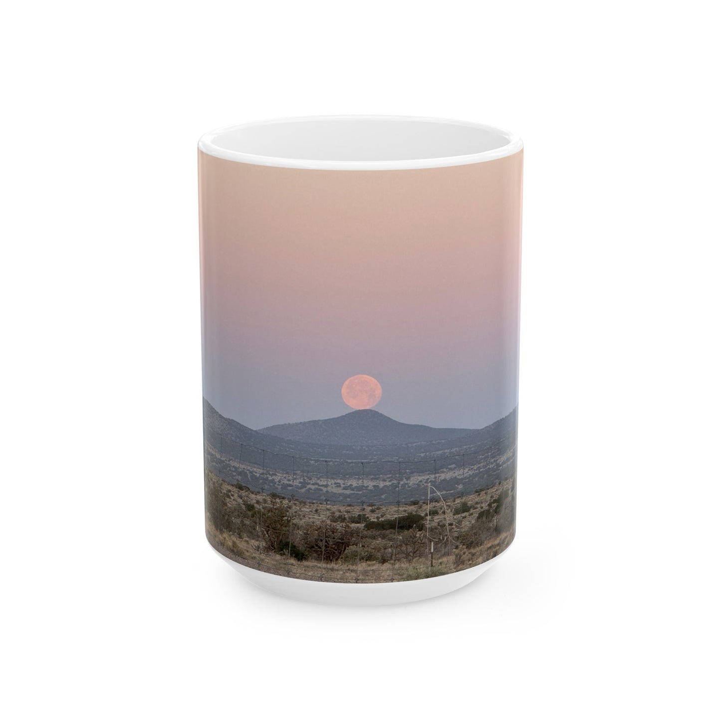 Moon on a high desert hill mug