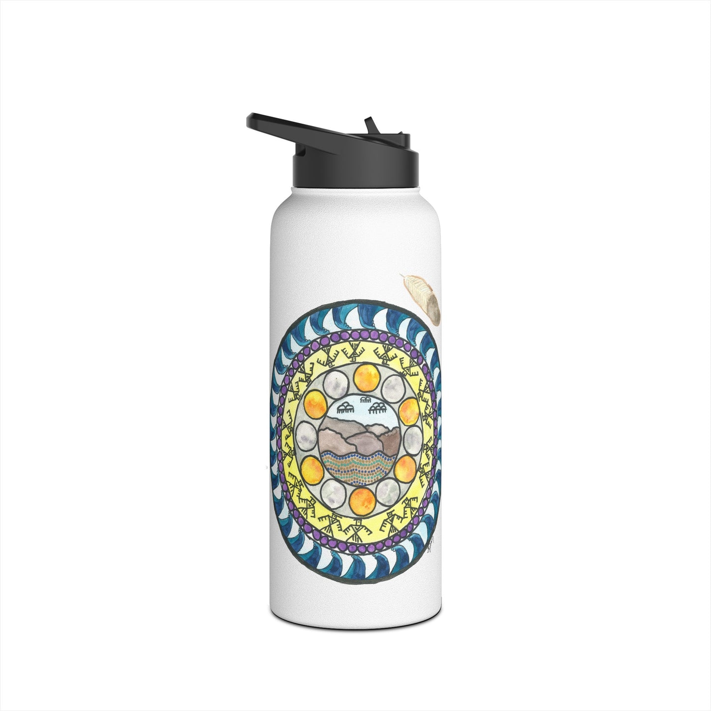 Stainless Steel Water Bottle with Wheel of Healing #2