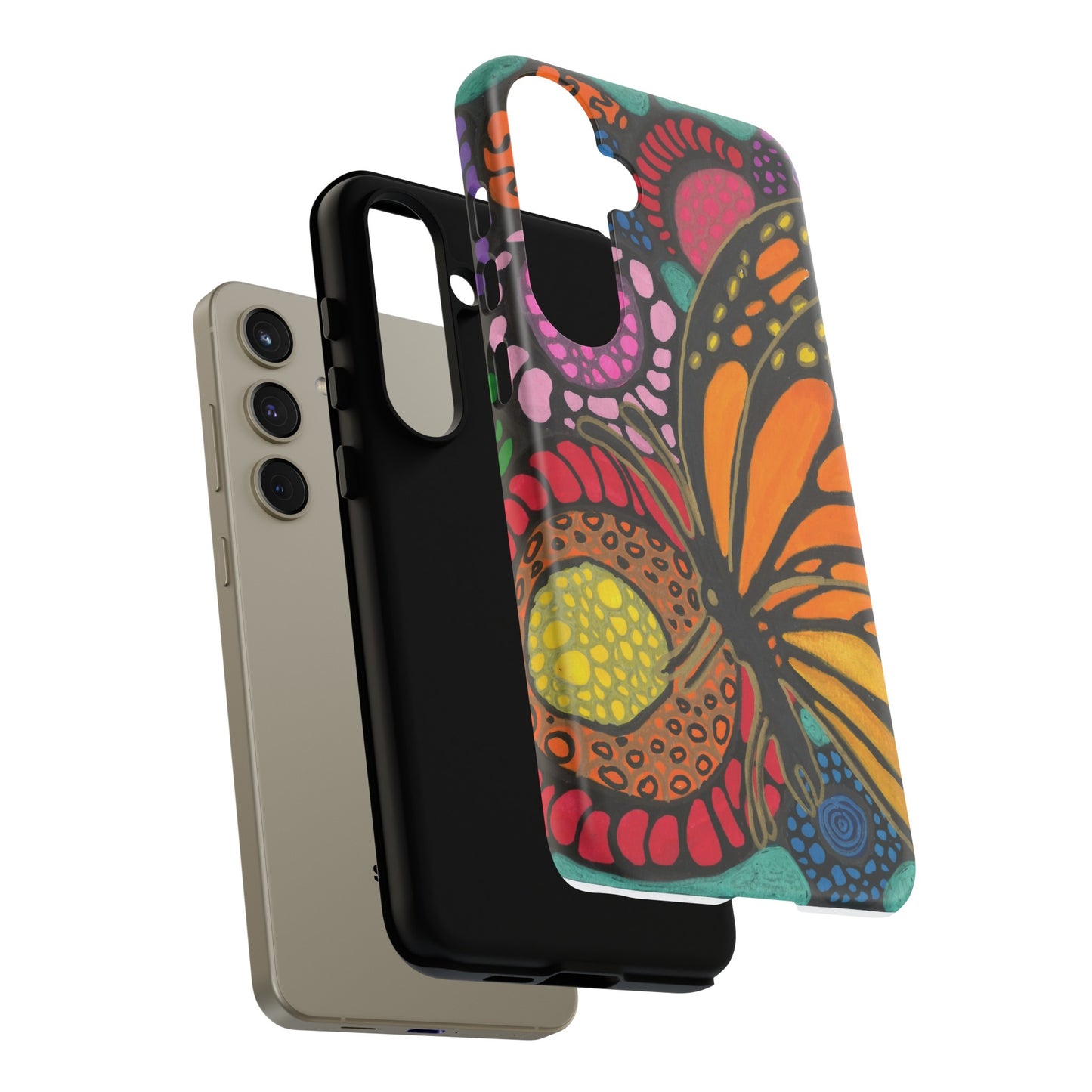 Neurographic butterfly on flowers Android phone cases