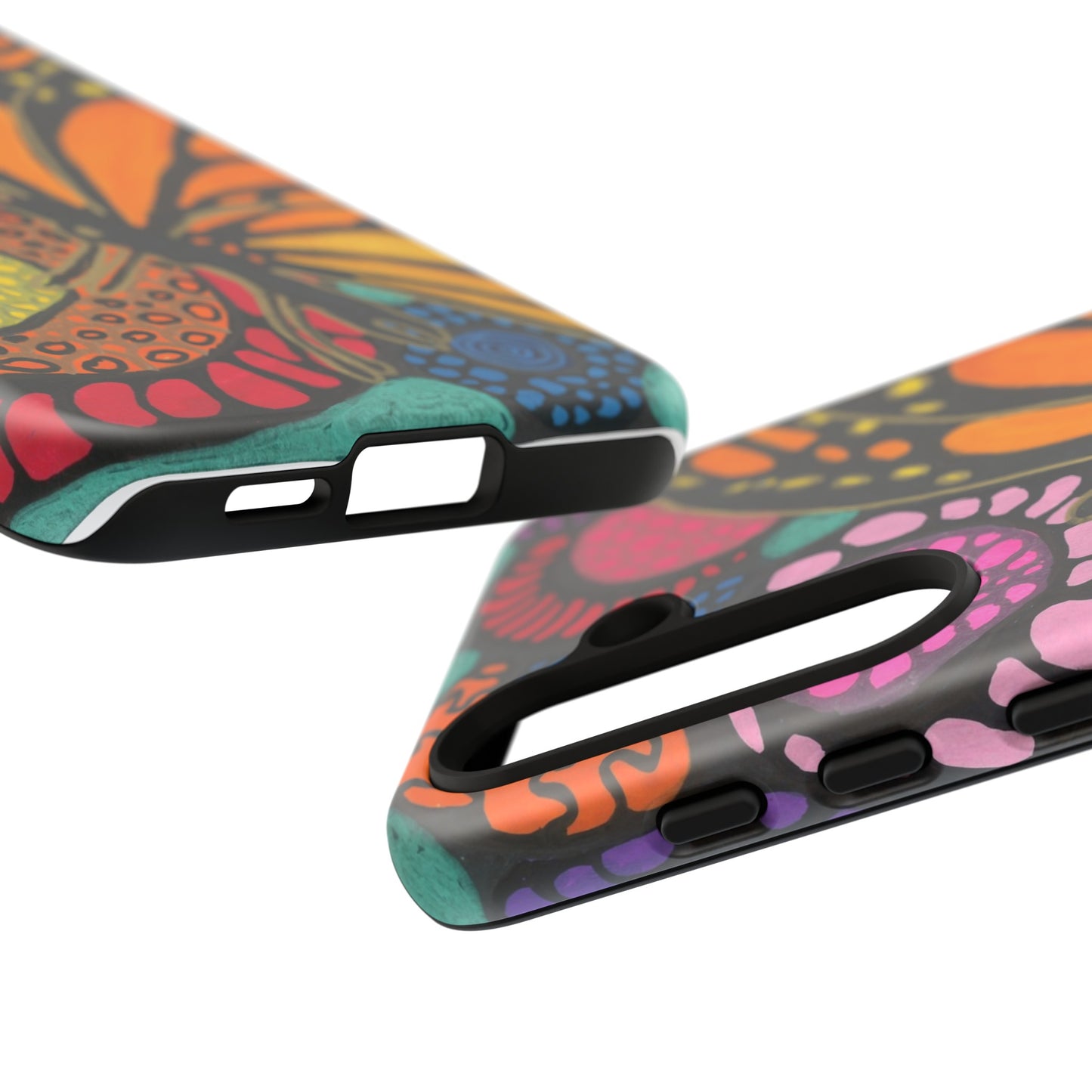 Neurographic butterfly on flowers Android phone cases