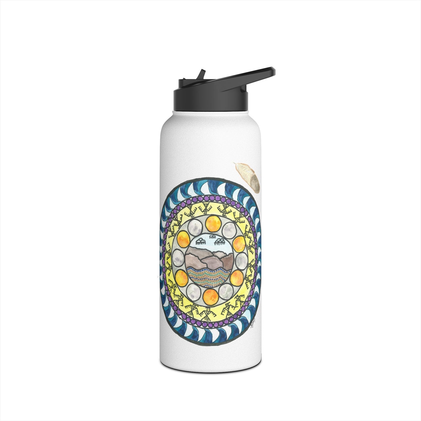 Stainless Steel Water Bottle with Wheel of Healing #2