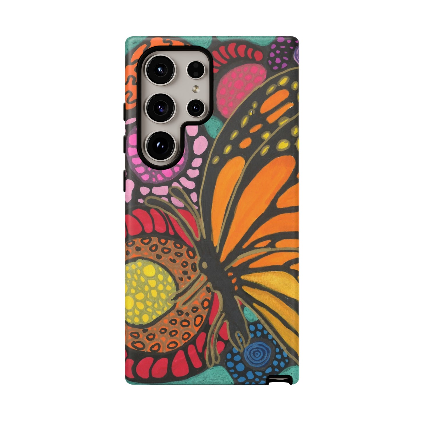 Neurographic butterfly on flowers Android phone cases