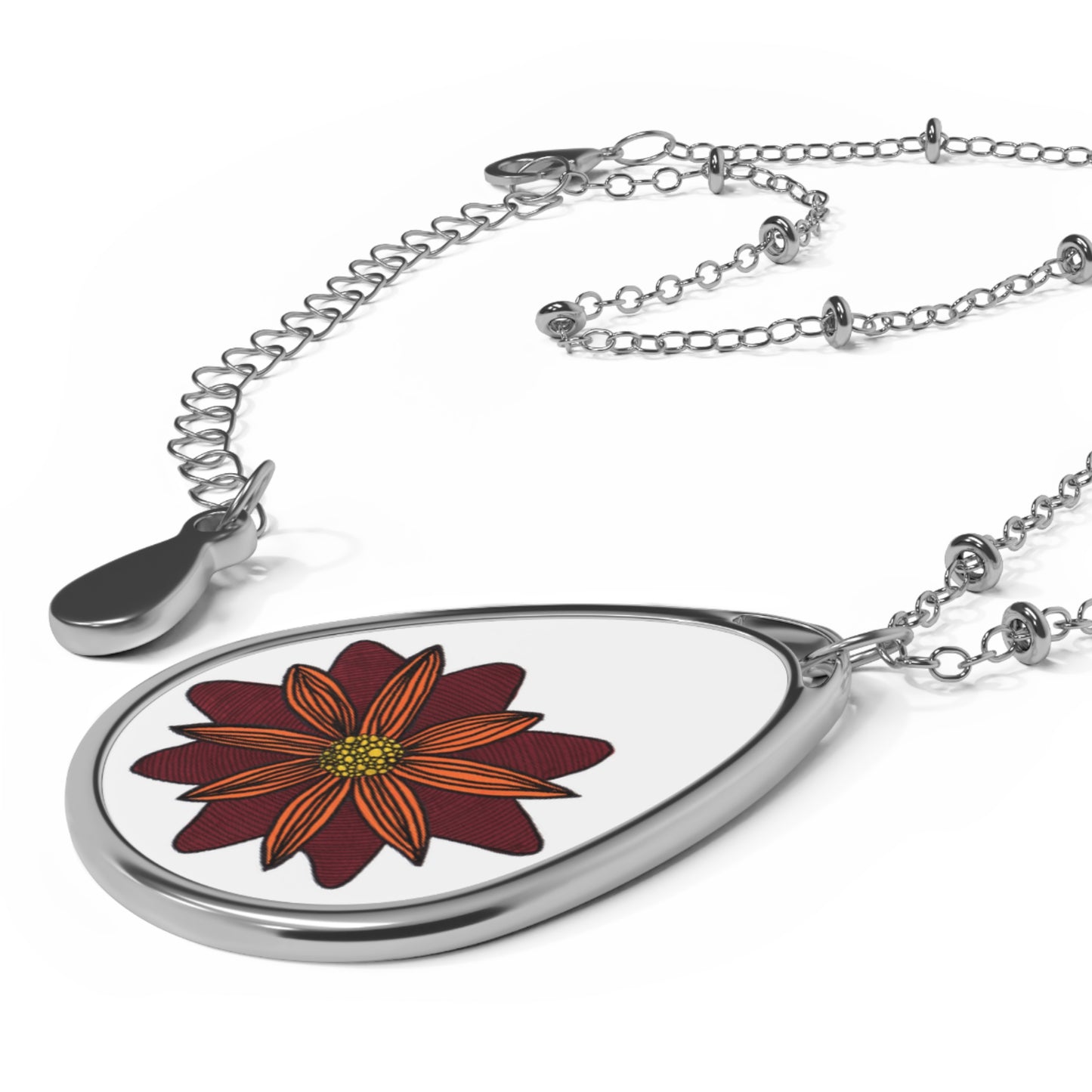 Floral 2 Oval Necklace – Elegant Floral Pendant for Everyday Wear