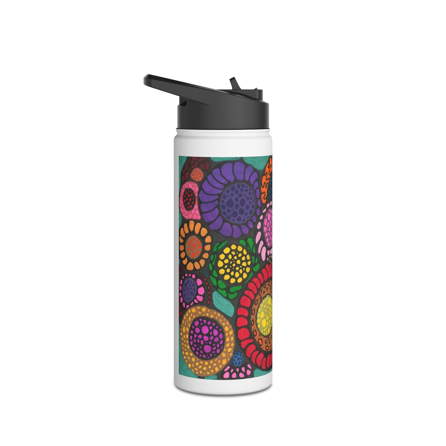 Stainless Steel Water Bottle with neurographic art Butterfly with flowers