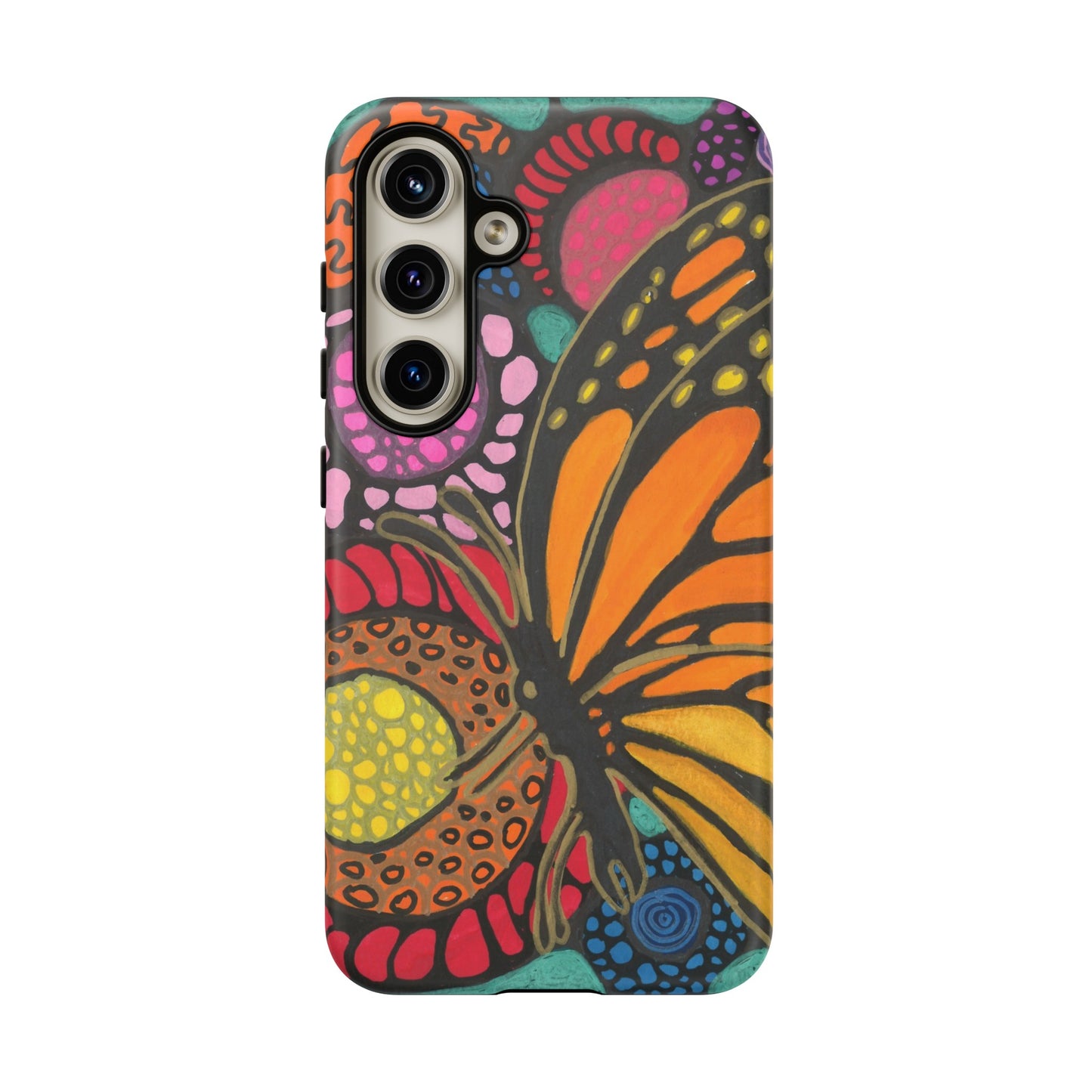 Neurographic butterfly on flowers Android phone cases