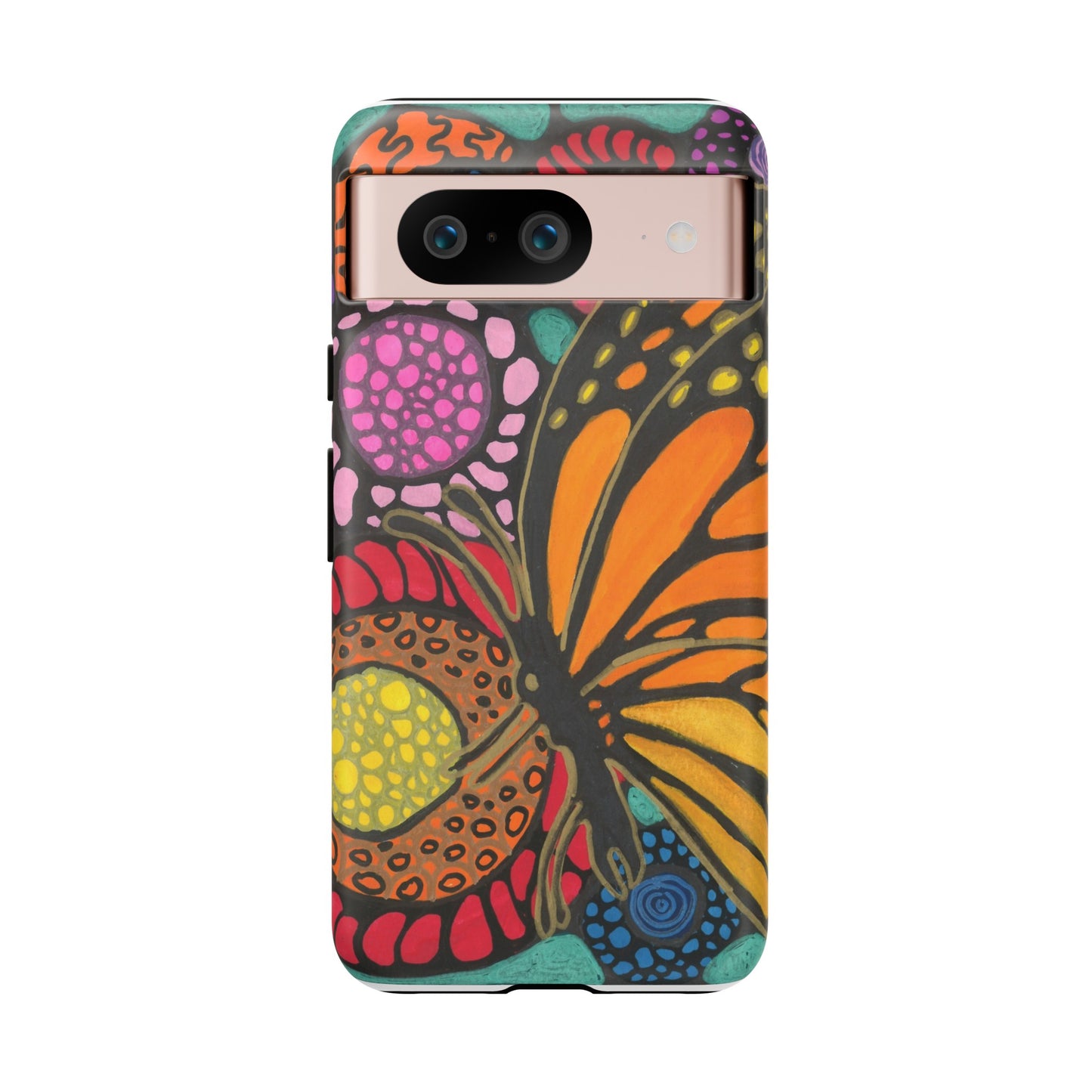 Neurographic butterfly on flowers Android phone cases