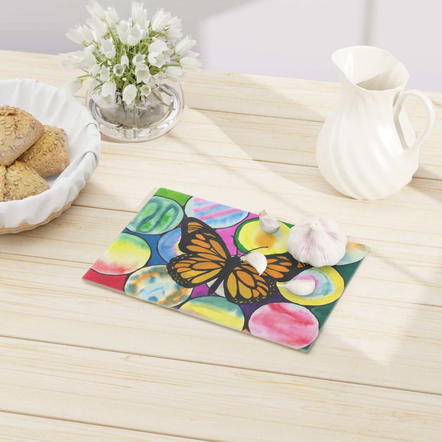 Neurographic art Butterfly and orbs - Tempered glass Cutting Board