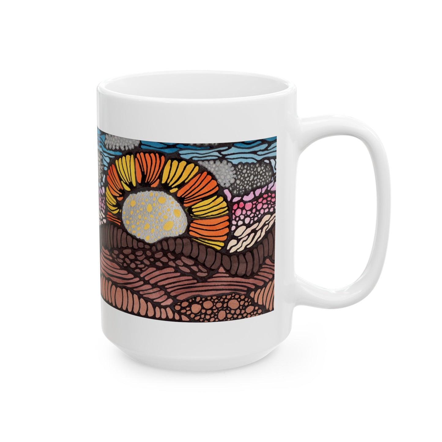 Neurographic art mug - The Healing Desert Sun