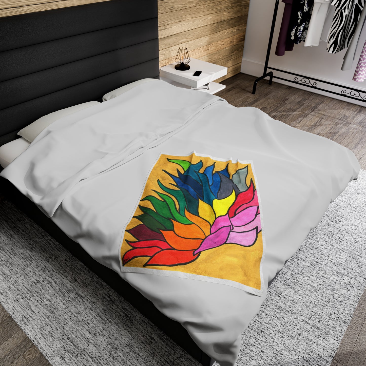 Flame Leaves Plush Blanket