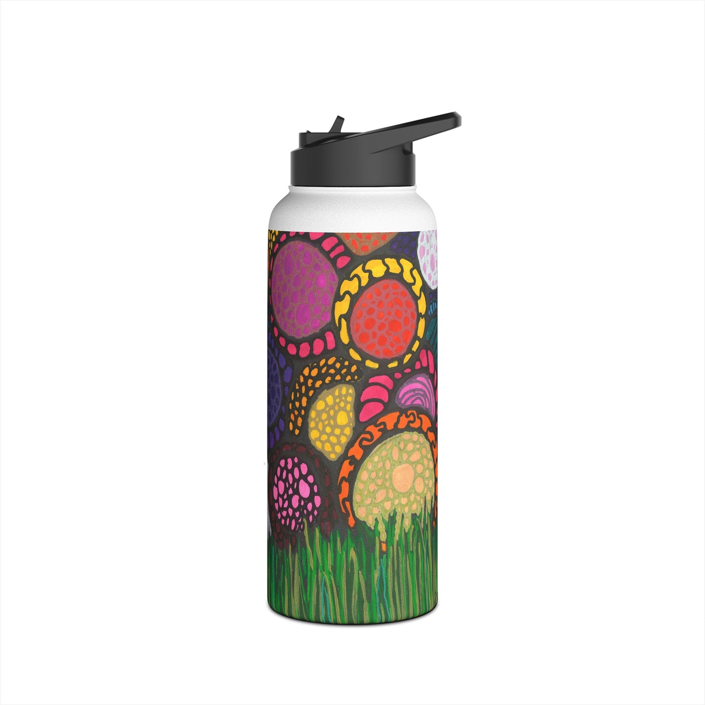 Neurographic art Stainless Steel Water Bottle: Dog with flowers