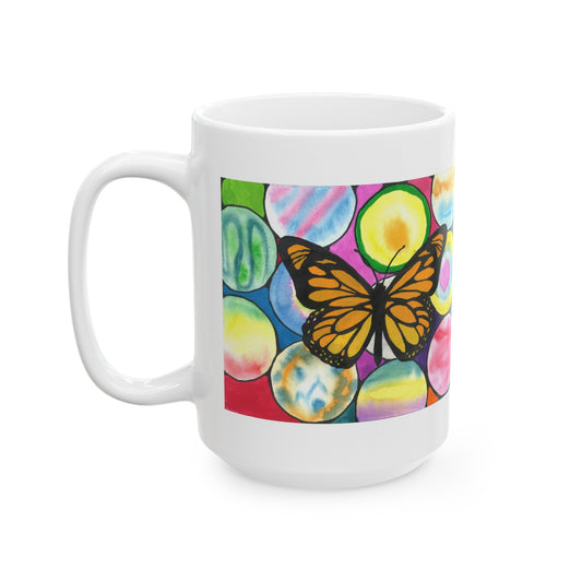 Neurographic art mug: Monarch on orbs