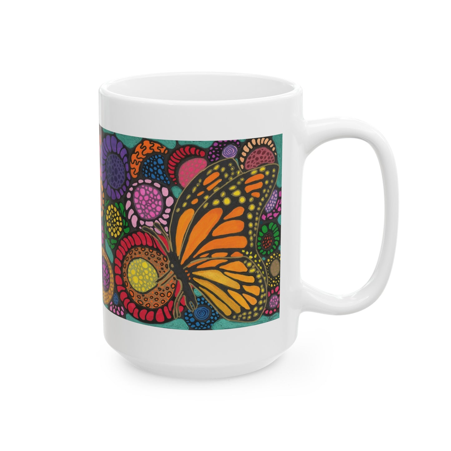 Butterfly with flowers neurographic art mug