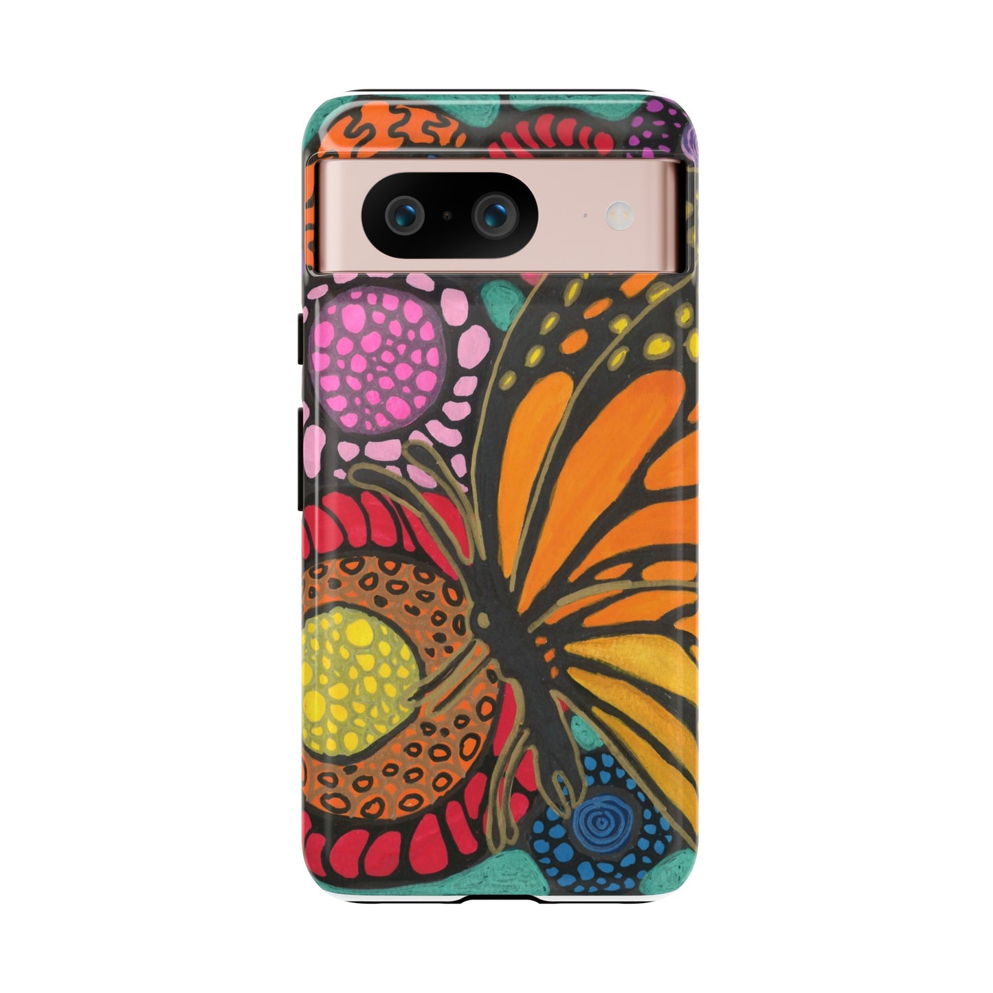 Neurographic butterfly on flowers Android phone cases