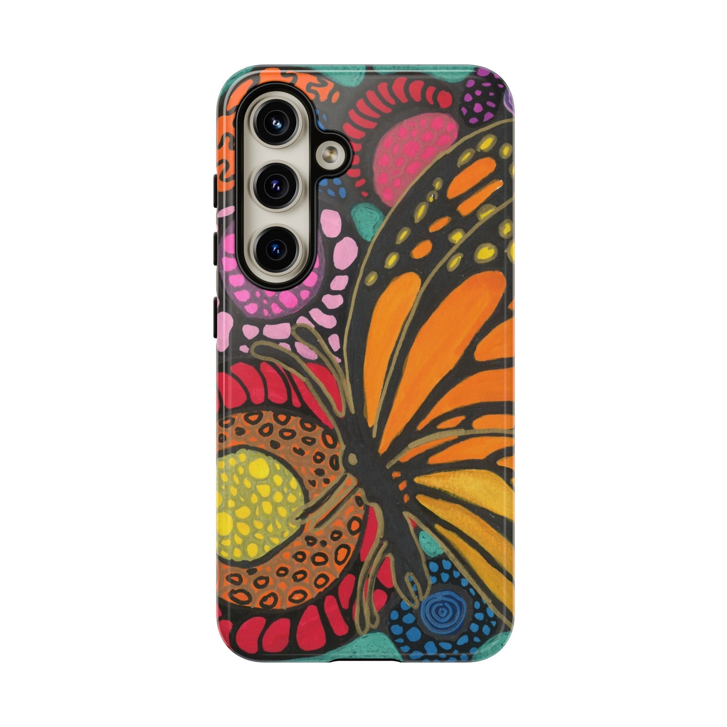 Neurographic butterfly on flowers Android phone cases