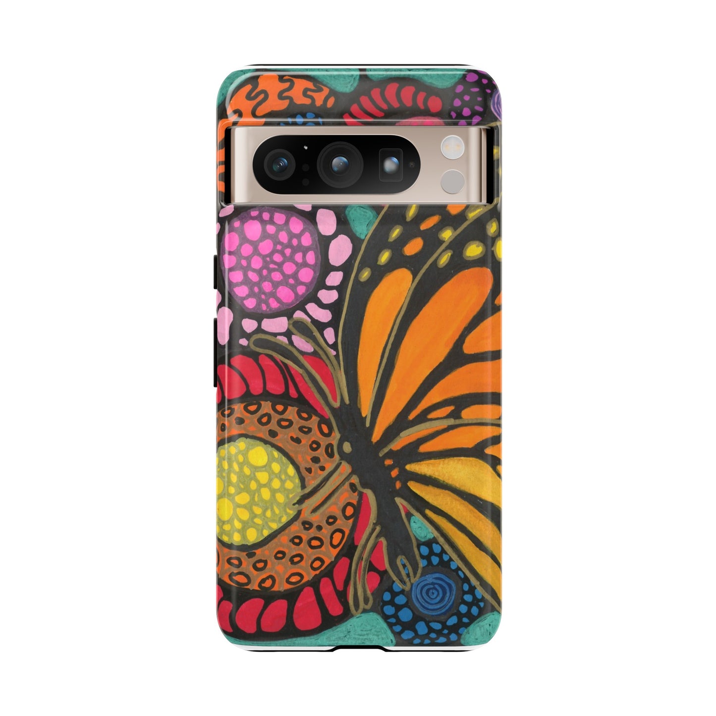 Neurographic butterfly on flowers Android phone cases