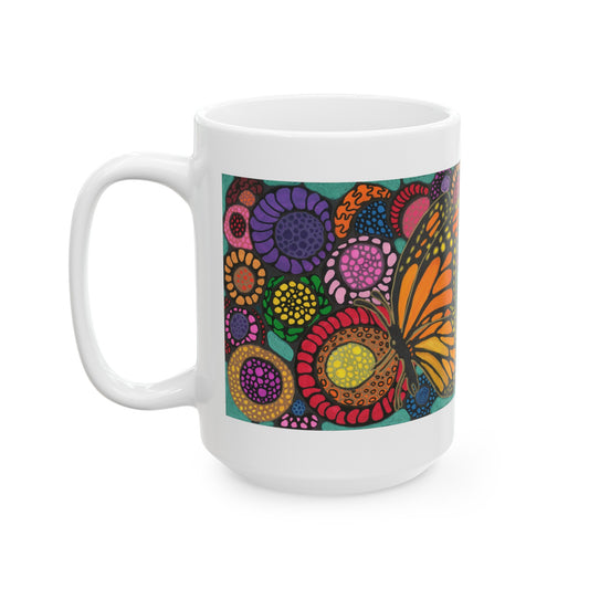 Butterfly with flowers neurographic art mug