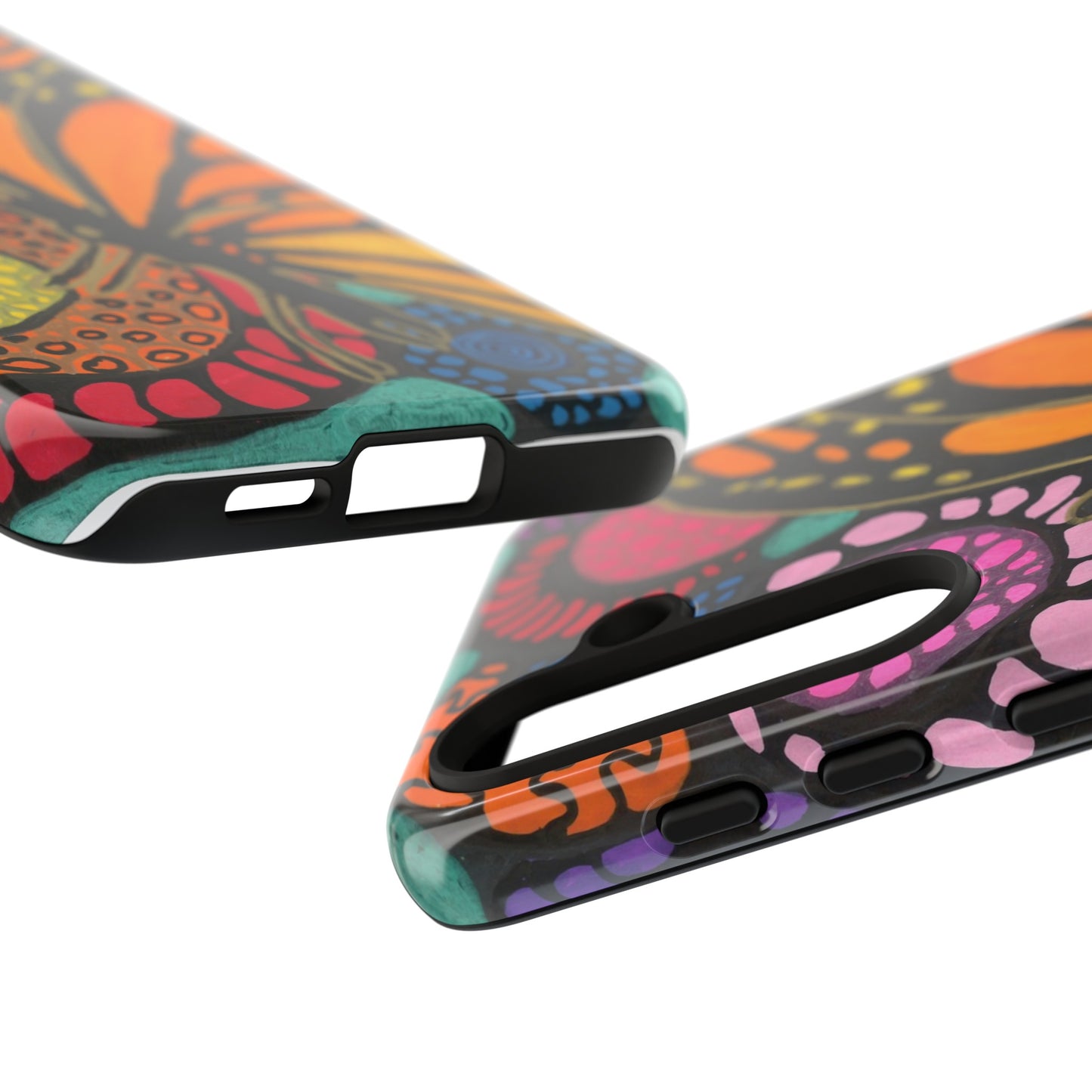 Neurographic butterfly on flowers Android phone cases