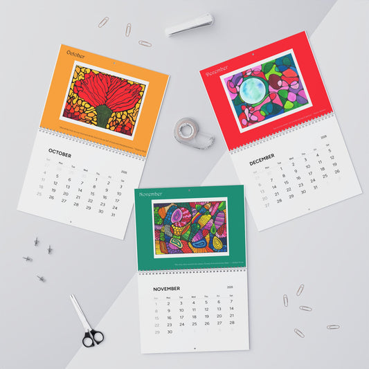 2026 Colorful Art Wall Calendar — Monthly Floral Abstracts
