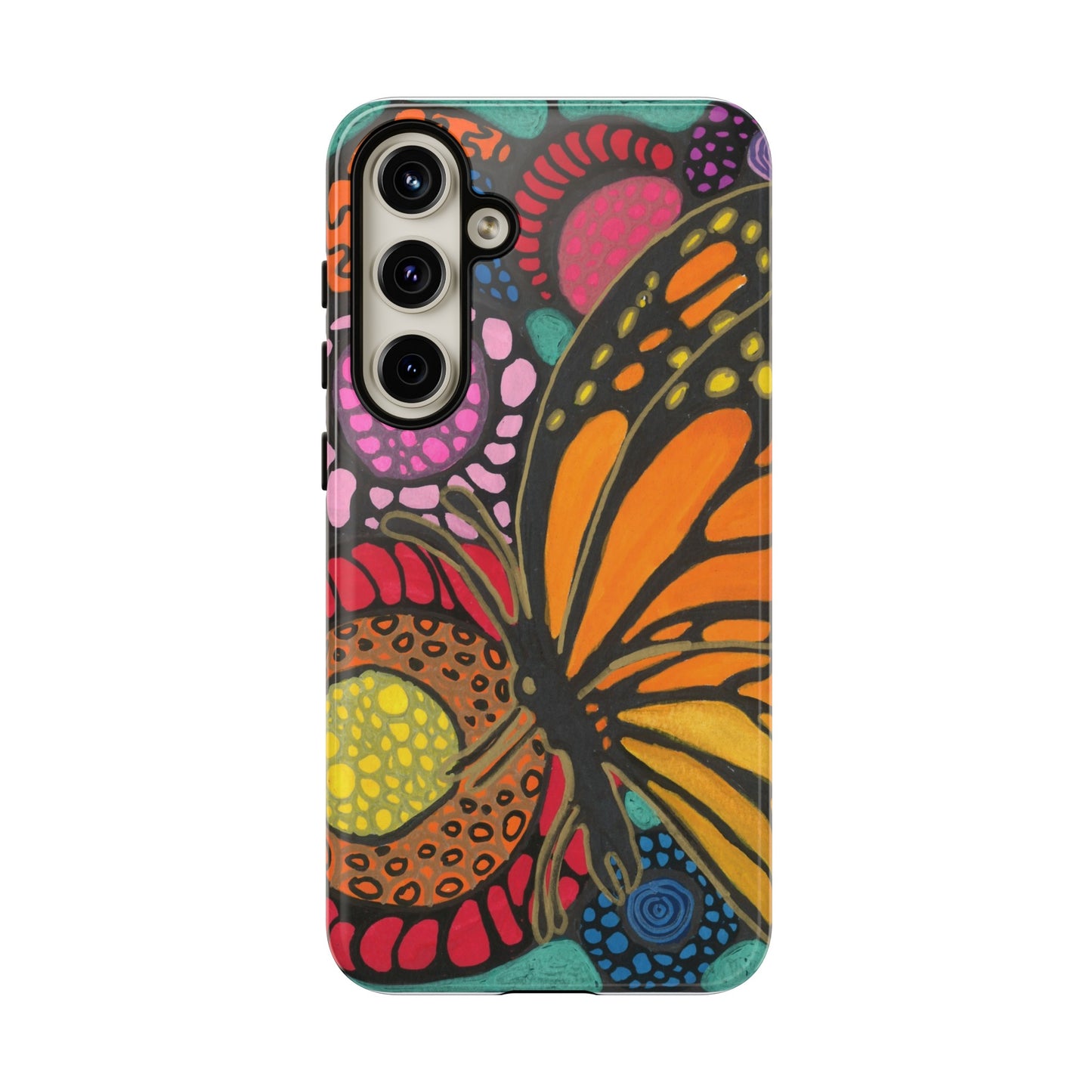 Neurographic butterfly on flowers Android phone cases