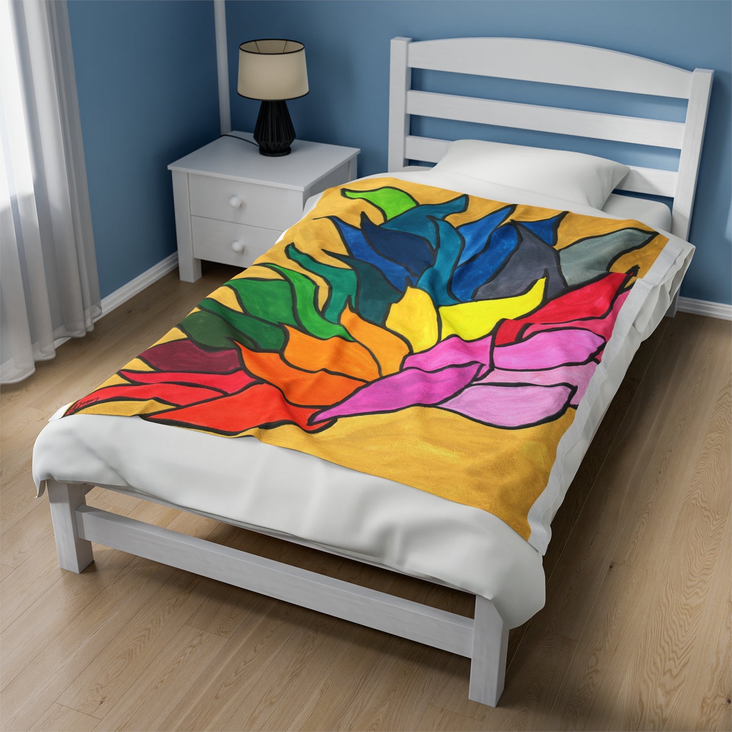 Flame Leaves Plush Blanket