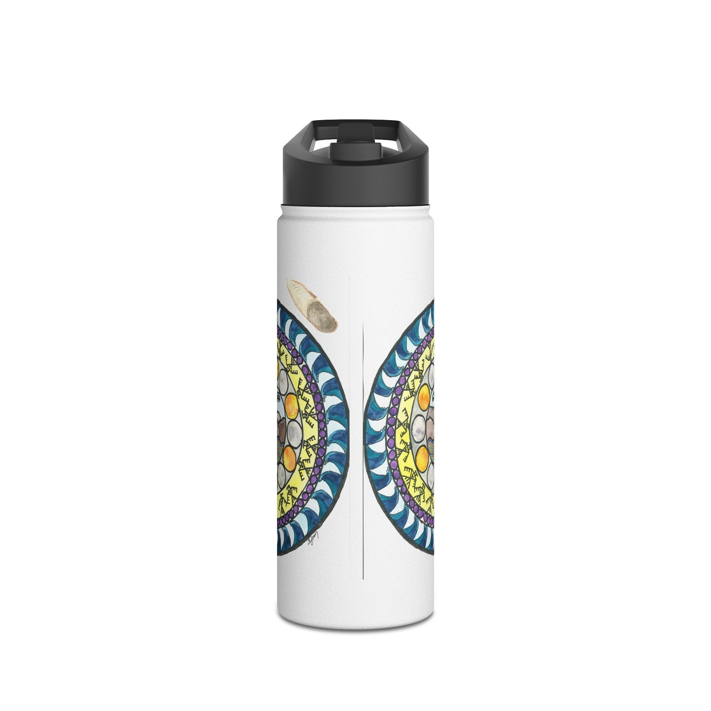 Stainless Steel Water Bottle with Wheel of Healing #2